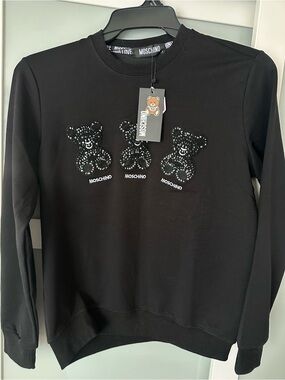 Moschino Black Sequin Teddy Bear Sweatshirt
